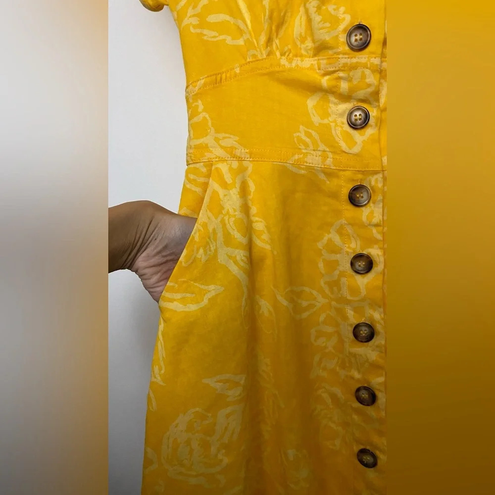 NWT Free People Womens A Thing Called Love Boho Linen Blend Mini Yellow Dress 0 - Picture 6 of 10